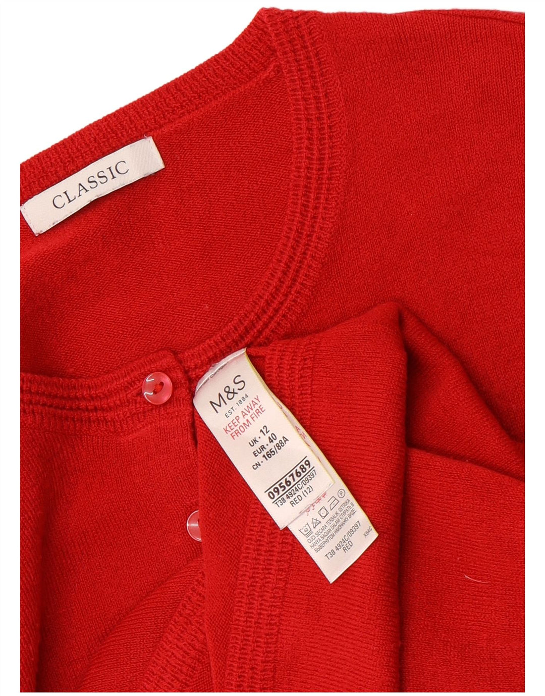 Marks & Spencer Γυναικείο πουλόβερ κλασικής φόρμας ζακέτα UK 12 Medium Red