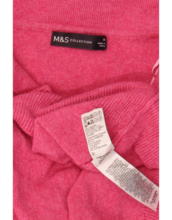 Marks & Spencer Γυναικείο πουλόβερ με λαιμό πόλο UK 14 Μεσαίο ροζ πολυεστέρα