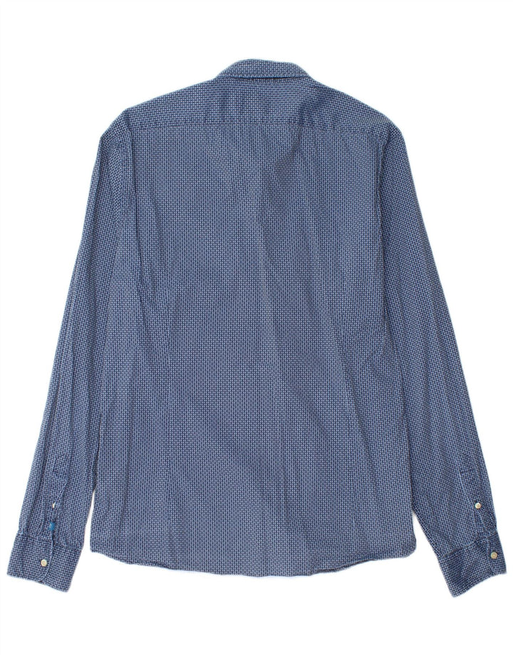 Ανδρικό πουκάμισο Scotch & Soda Slim μεγάλο μπλε γεωμετρικό βαμβακερό