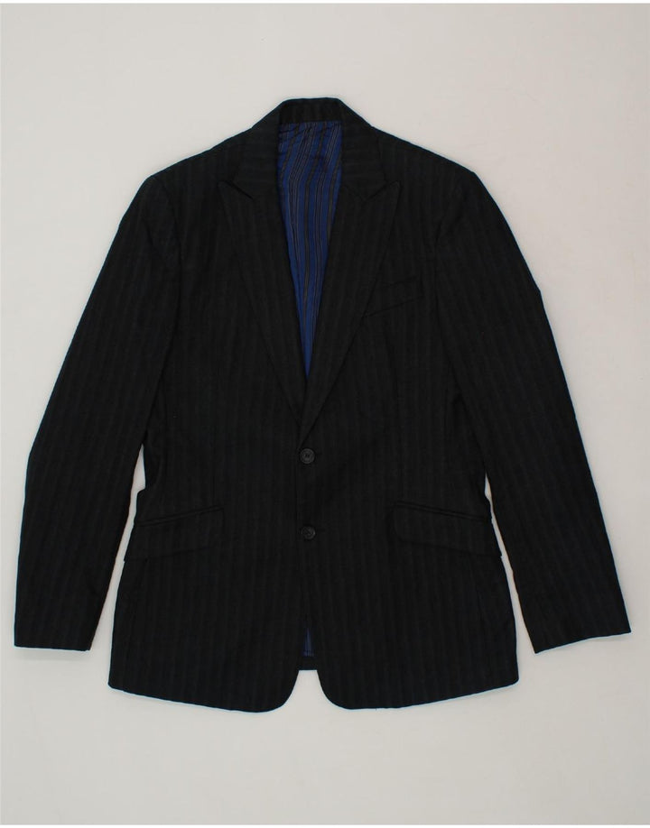 GIANFRANCO FERRE Mens 2 Button Blazer Jacket UK 36 Small Grey Striped Vintage Gianfranco Ferre and Second-Hand Gianfranco Ferre from Messina Hembry 