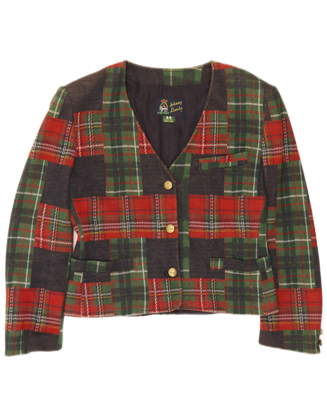 Johnny Lambs Womens Crop Blazer Jacket IT 44 Medium Πολύχρωμο Check