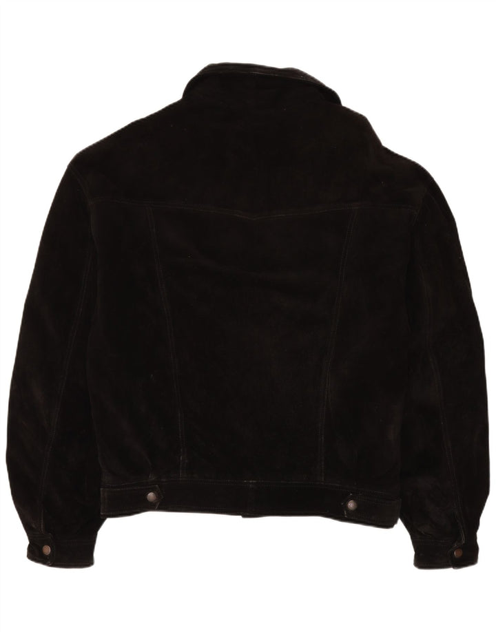 Vintage Ανδρικό Suede Bomber Jacket IT 50 Large Black Leather