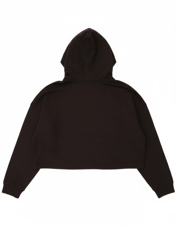 Adidas Womens Oversized Graphic Crop Hoodie Jumper UK 14 Medium Black