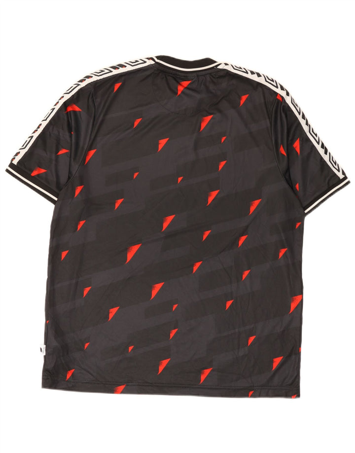 Ανδρικό γραφικό μπλουζάκι Umbro Top μεγάλο μαύρο γεωμετρικό πολυεστέρα