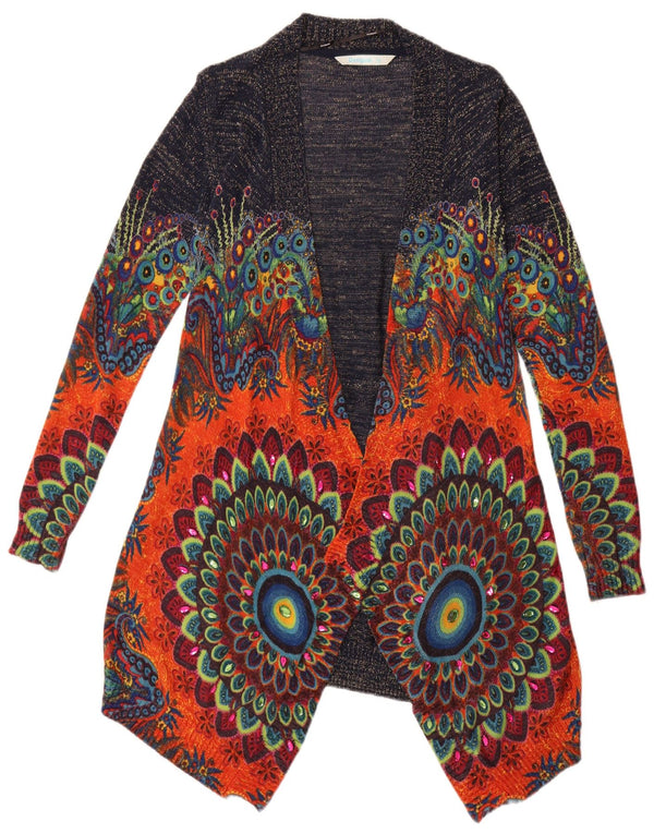 Desigual Γυναικείο ασύμμετρο ανοιχτό πουλόβερ UK 6 XS Navy Blue Floral