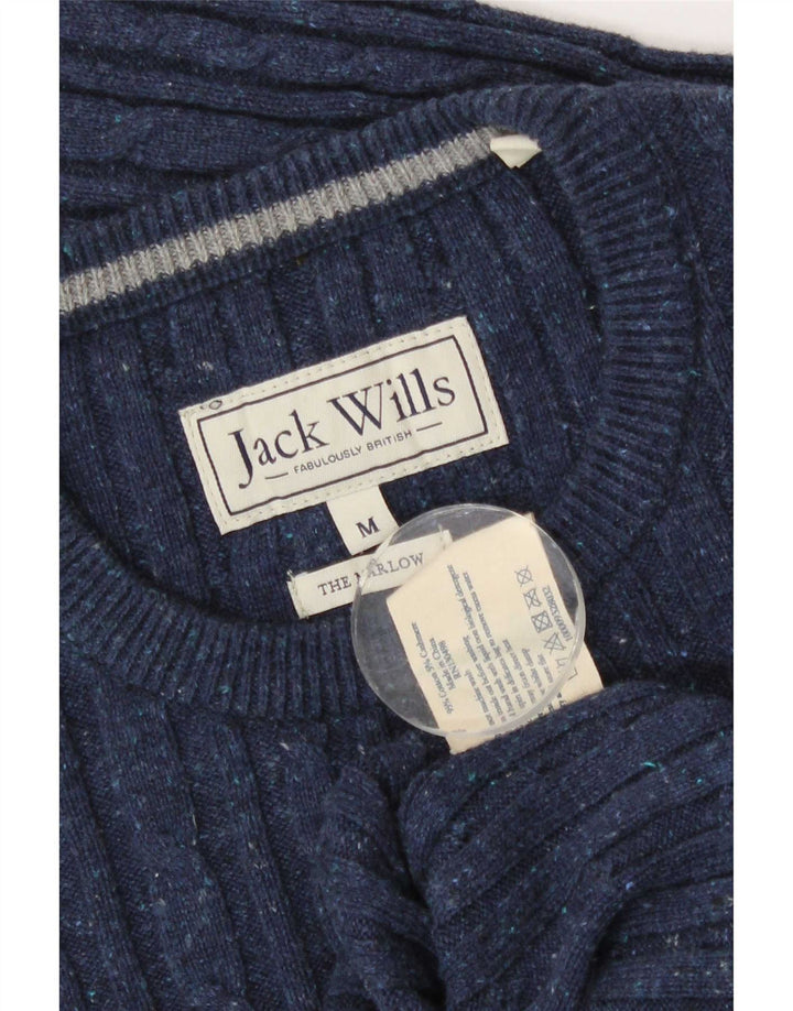 Jack Wills Ανδρικό πουλόβερ με λαιμόκοψη μεσαίου μπλε βαμβακερό