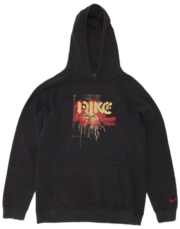 Nike Boys Graphic Hoodie Jumper 13-14 Years XL Black Cotton Sports