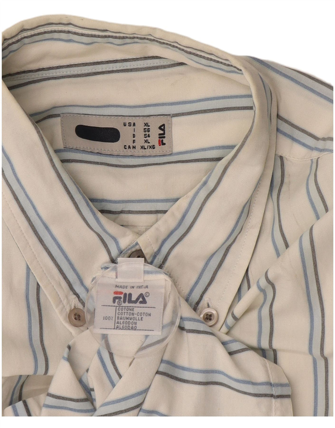 Ανδρικό πουκάμισο Fila XL Λευκό βαμβακερό ριγέ