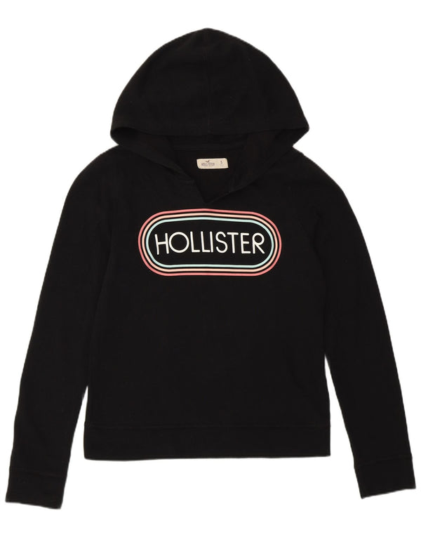 Hollister Γυναικείο Γραφικό Hoodie Jumper UK 10 Small Black Cotton