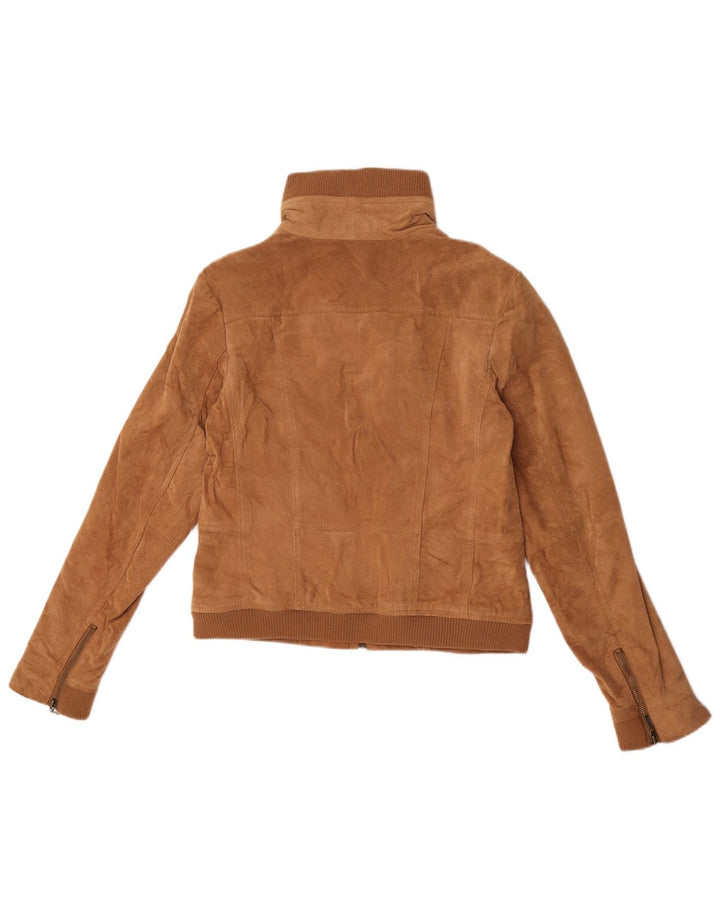 Vintage Γυναικείο Crop Suede Jacket UK 14 Large Beige Leather