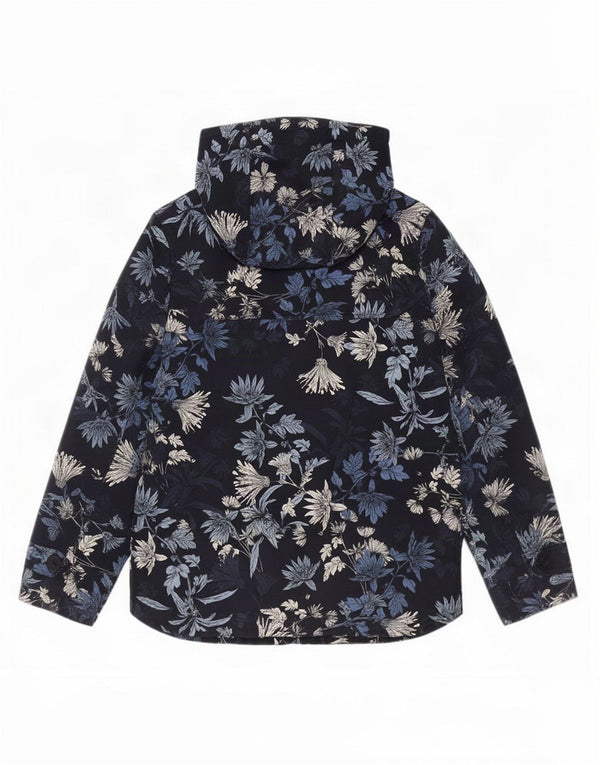 Joules Γυναικείο μπουφάν βροχής με κουκούλα UK 8 Small Navy Blue Floral Βαμβακερό
