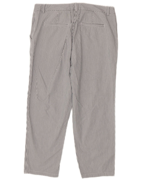 Marks & Spencer Γυναικείο Slim Cropped Παντελόνι UK 18 XL W34 L24 Λευκό ριγέ