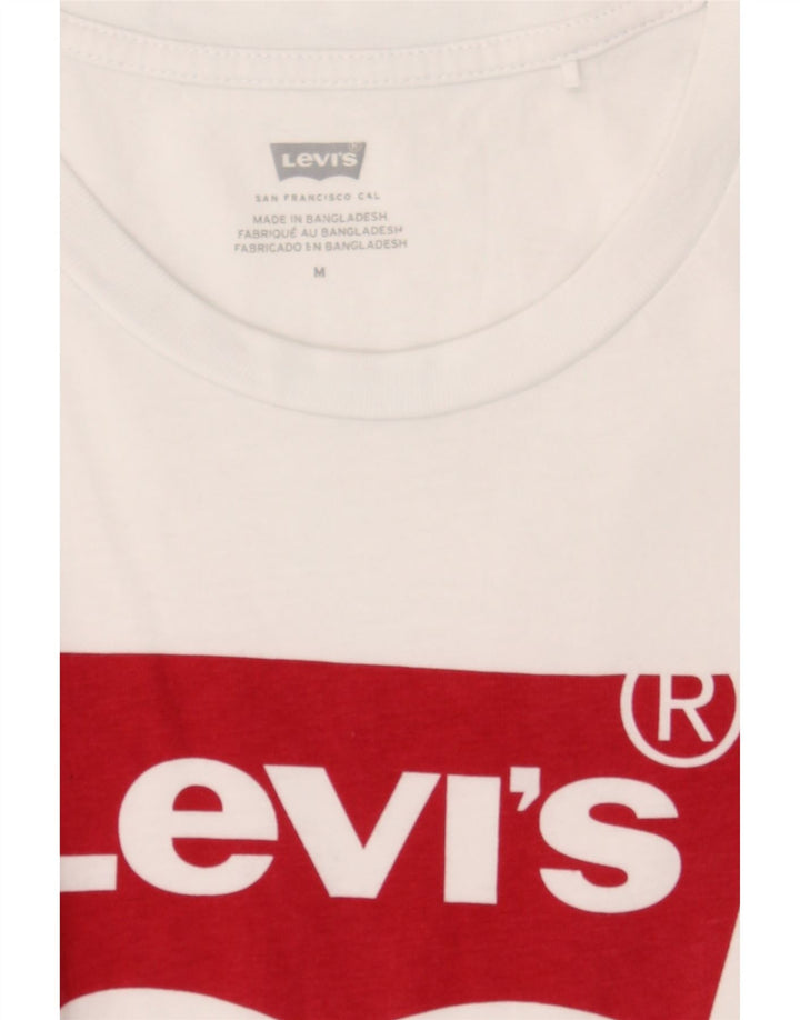 LEVI'S Womens Graphic T-Shirt Top UK 14 Medium White Cotton Vintage Levi's and Second-Hand Levi's from Messina Hembry 