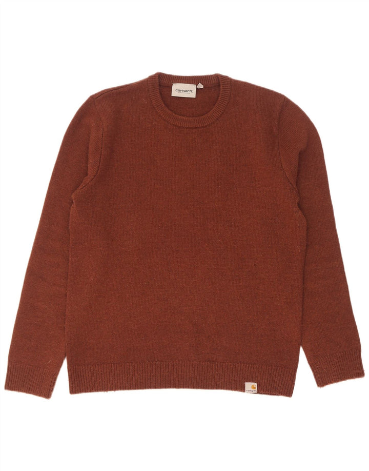 Ανδρικό πουλόβερ με λαιμόκοψη Carhartt, μεσαίο καφέ Lambswool