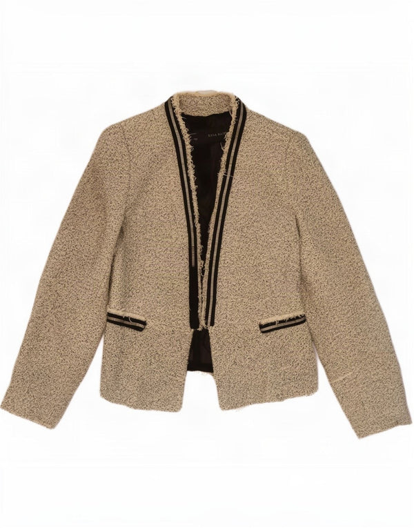 Zara Γυναικείο Oversized Open Blazer Jacket UK 10 Small Beige Flecked