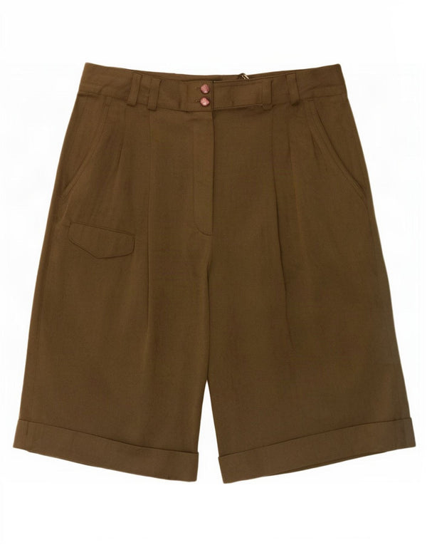 Vintage Womens Wide Leg Casual Shorts UK 12 Medium W28 Green Triacetate