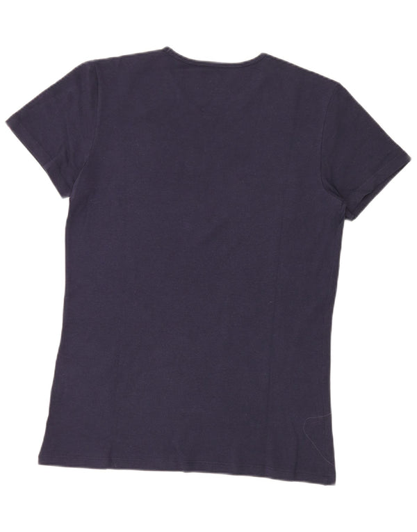 Fila Γυναικείο T-Shirt Top UK 14 Large Navy Blue Colorblock Βαμβακερό