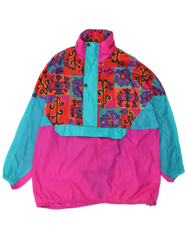 ETIREL Γυναικείο αδιάβροχο με κουκούλα UK 14 Medium Pink Floral 80s