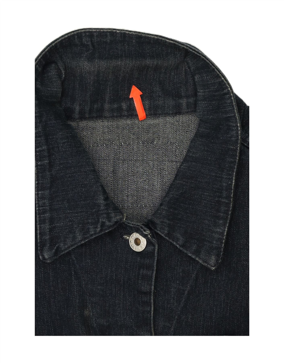 MET Womens Denim Jacket UK 16 Large Navy Blue Cotton Vintage MET and Second-Hand MET from Messina Hembry 