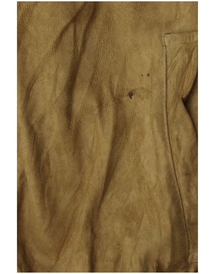 VINTAGE Ανδρικό Suede Bomber Jacket IT 52 XL Χακί Δερμάτινο