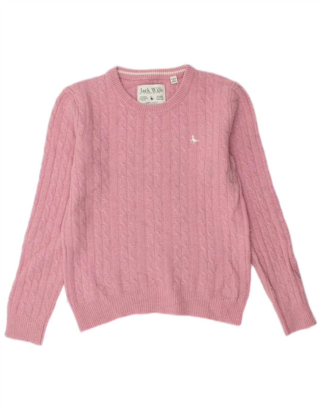 Jack Wills Γυναικείο πουλόβερ με λαιμόκοψη UK 10 Small Pink