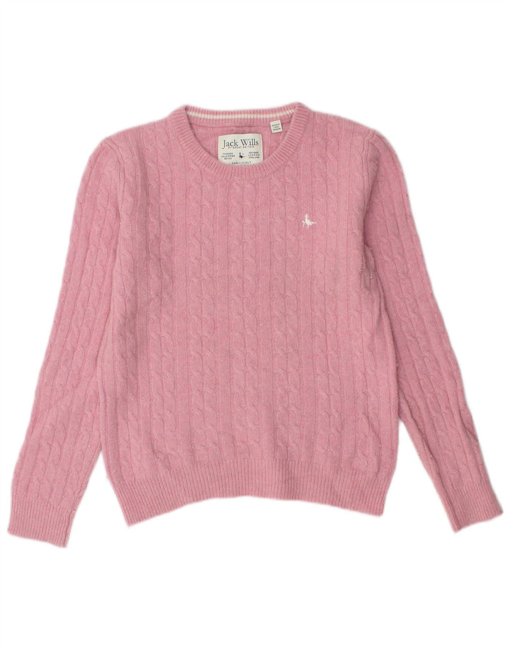 Jack Wills Γυναικείο πουλόβερ με λαιμόκοψη UK 10 Small Pink