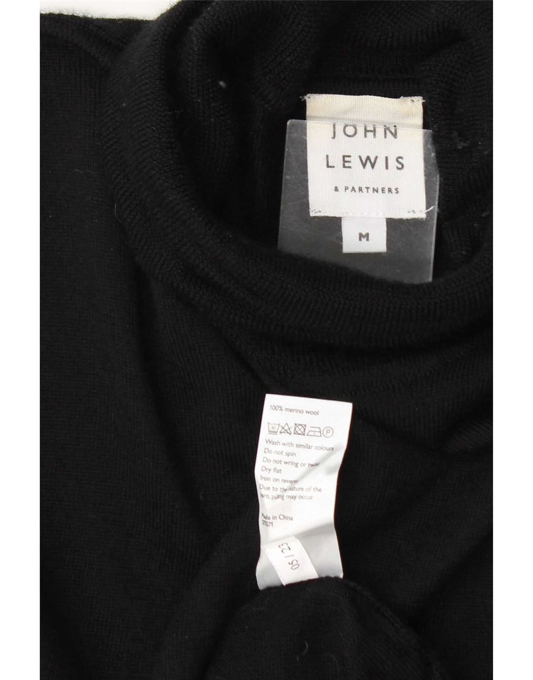 Ανδρικό πουλόβερ John Lewis με ρολό, μεσαίο μαύρο μαλλί