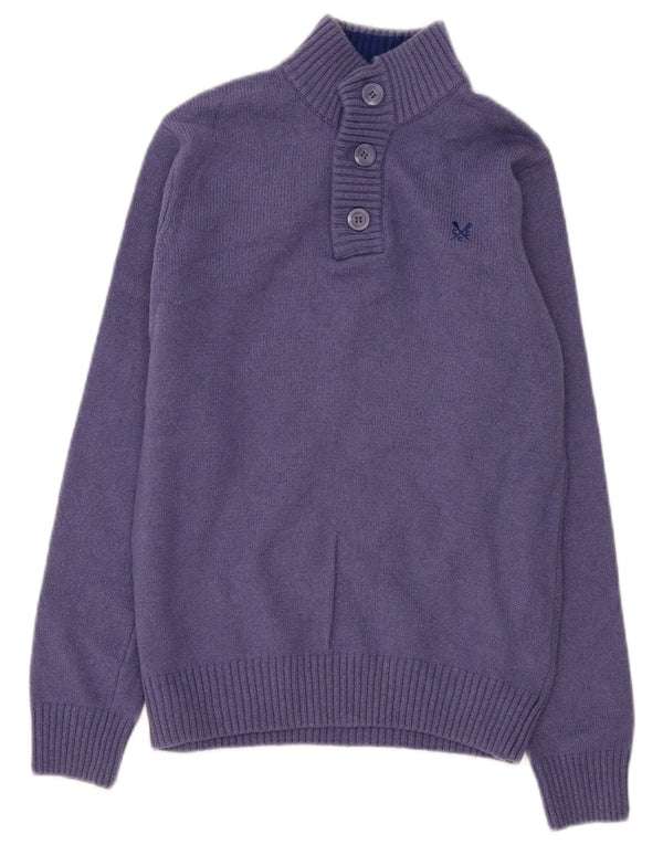 Crew Clothing Ανδρικό πουλόβερ με λαιμό με κουμπιά XS Purple Lambswool