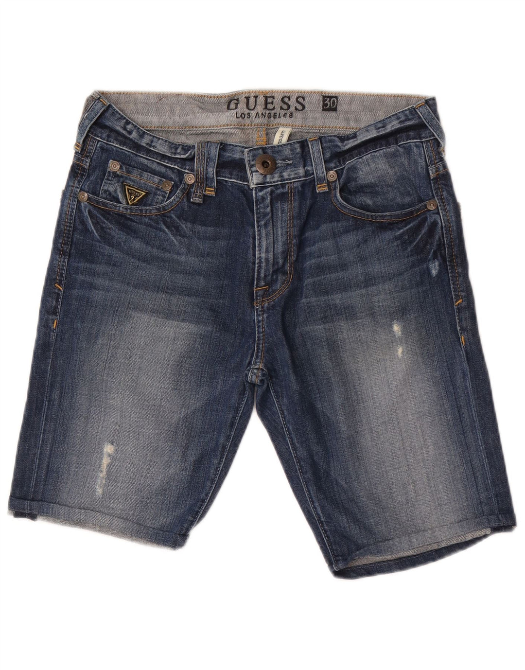 Guess Γυναικείο Lincoln Slim τζιν σορτς W30 από μεσαίο μπλε βαμβακερό