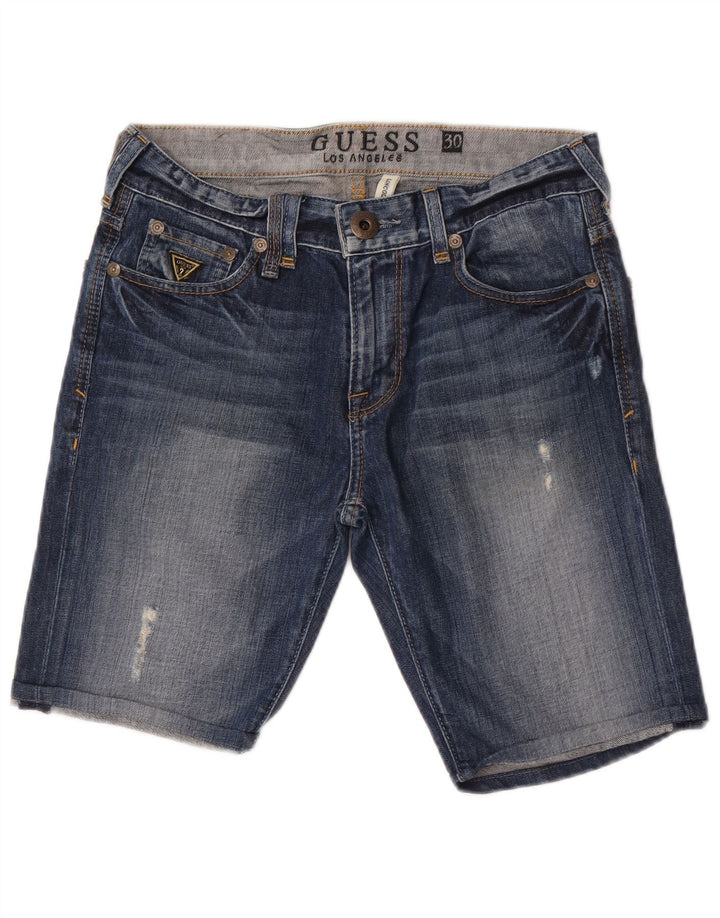 Guess Γυναικείο Lincoln Slim τζιν σορτς W30 από μεσαίο μπλε βαμβακερό