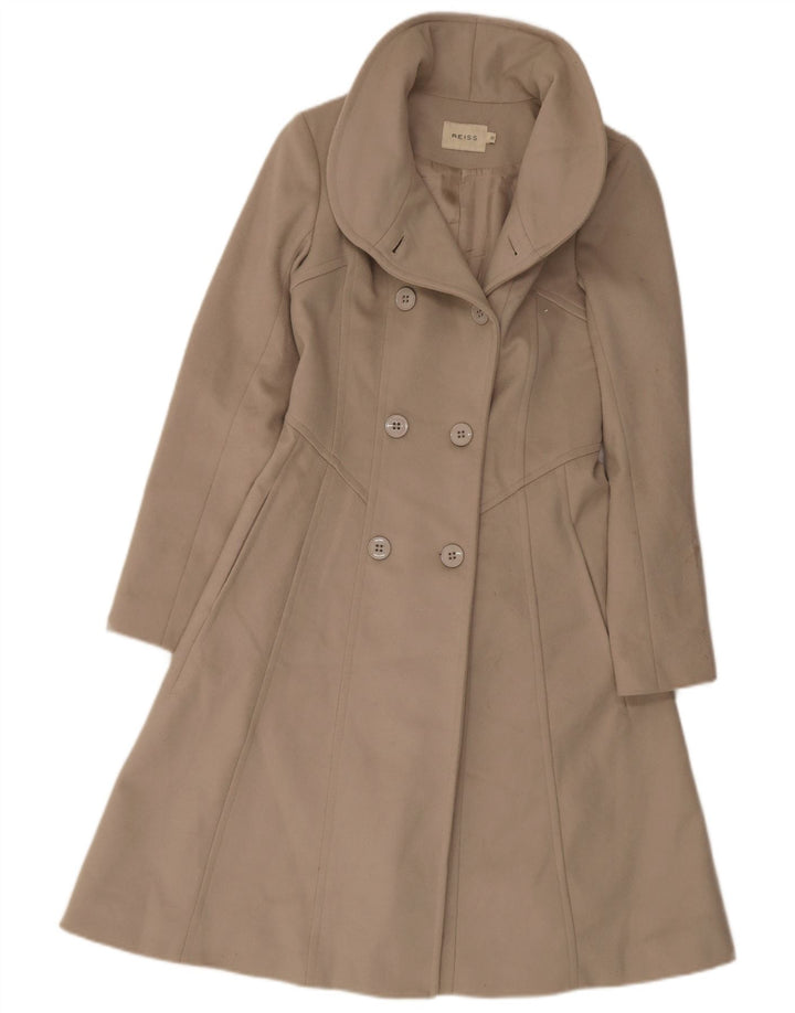 Reiss Γυναικείο παλτό με διπλό στήθος UK 6 XS μπεζ παρθένο μαλλί