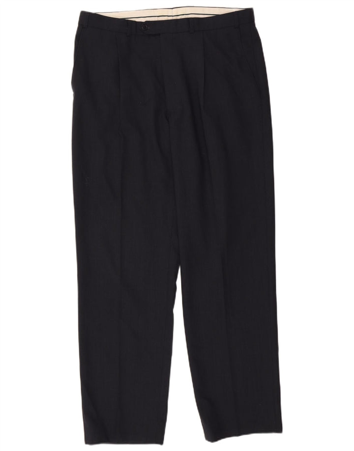 Marks & Spencer Ανδρικό παντελόνι με καρφίτσα W36 L31 Navy Blue Polyester
