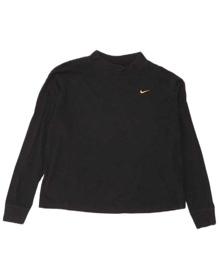 Γυναικείο τοπ Nike μακρυμάνικο UK 10 Small μαύρο βαμβακερό