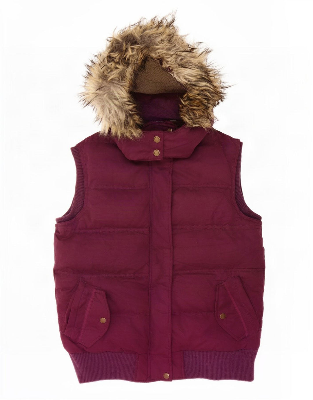 Fat Face Γυναικεία κουκούλα με επένδυση Gilet UK 12 Medium Maroon Πολυεστέρας