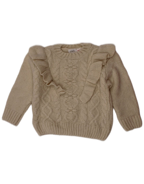 ZARA Baby Girls Crew Neck Jumper Sweater 18-24 Months Off White