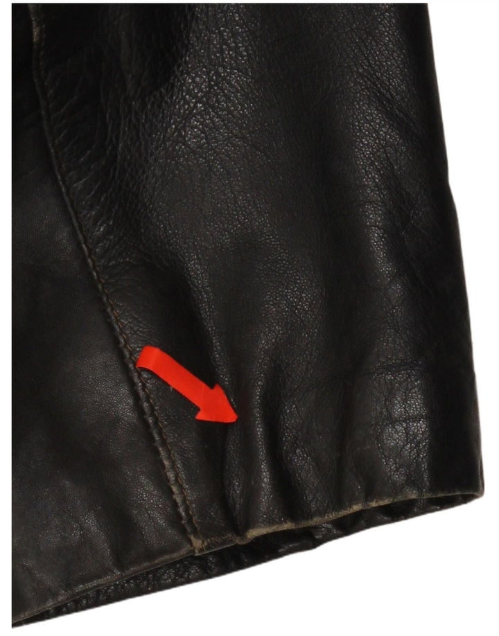 Vintage Γυναικείο Δερμάτινο Μπουφάν UK 16 Large Μαύρο Δερμάτινο