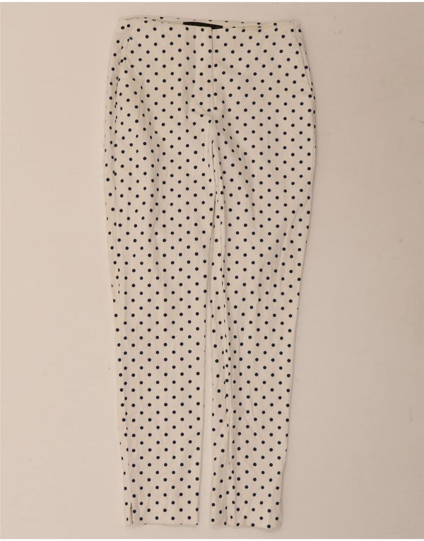 Zara Γυναικείο Skinny παντελόνι Chino XS W24 L26 Λευκό πουά
