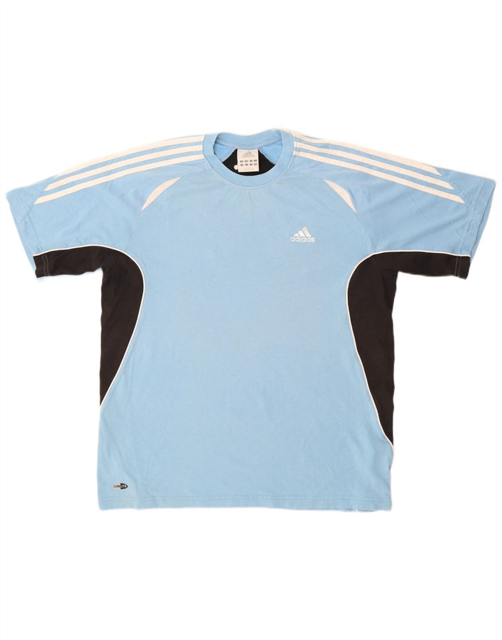 Ανδρικό T-Shirt Climalite ADIDAS Top UK 40/42 μεσαίου μπλε χρώματος βαμβακερό