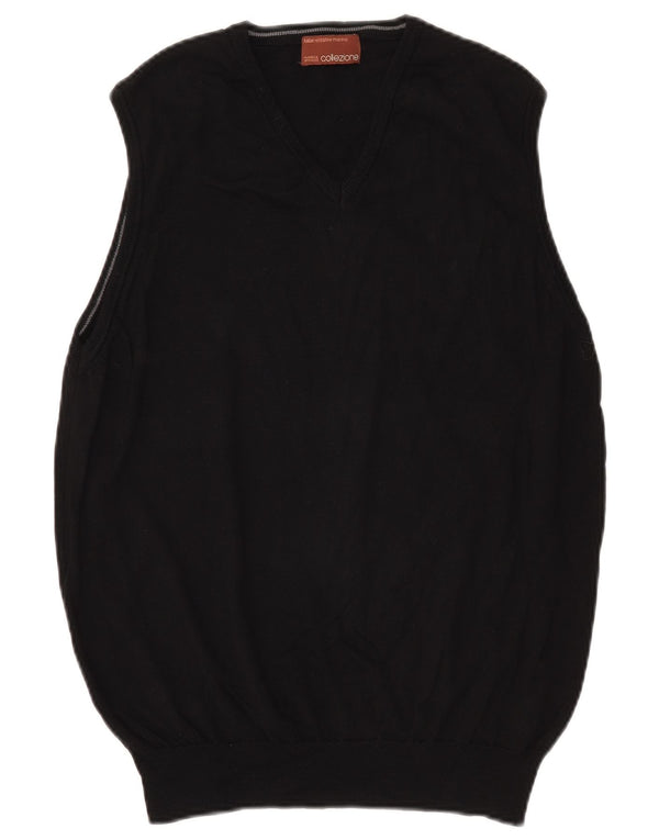 Marks & Spencer Mens Vest Tank Top Medium Black Merino Wool