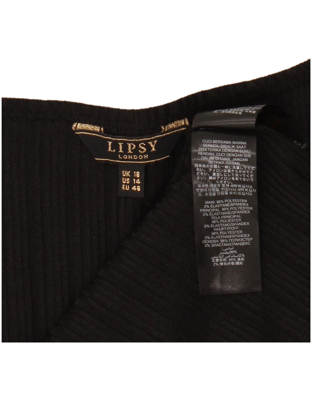 Lipsy Γυναικεία Αμάνικη Μπλούζα Τοπ UK 18 XL Μαύρο Πολυεστέρας