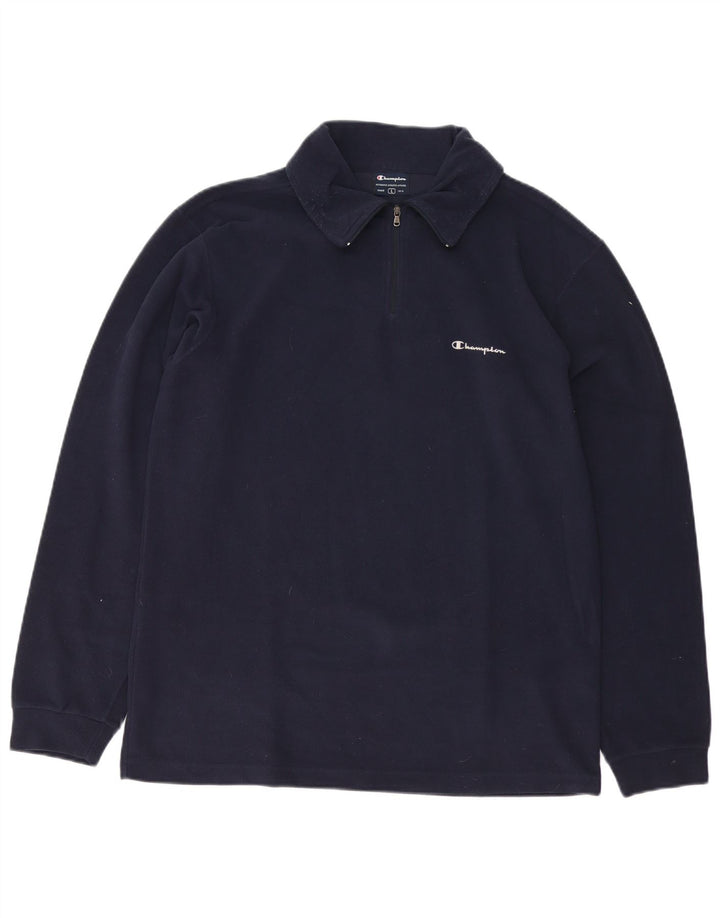 Champion Ανδρικό φερμουάρ Fleece Jumper Μεγάλο Navy Blue Polyester
