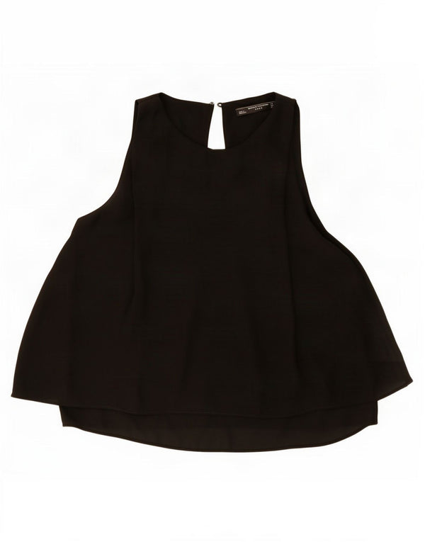 Zara Γυναικεία Μπλούζα Trafaluc Αμάνικη Μπλούζα UK 6 XS Μαύρο