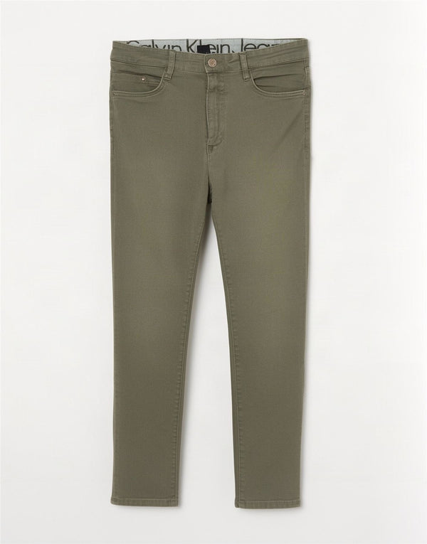 Γυναικείο Skinny Cropped Παντελόνι Calvin Klein W28 L24 Πράσινο βαμβακερό