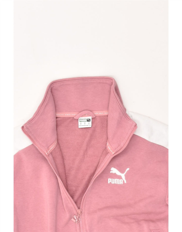 PUMA Womens Tracksuit Top Jacket UK 6 XS Pink Colourblock Cotton | Vintage Puma | Thrift | Second-Hand Puma | Used Clothing | Messina Hembry 