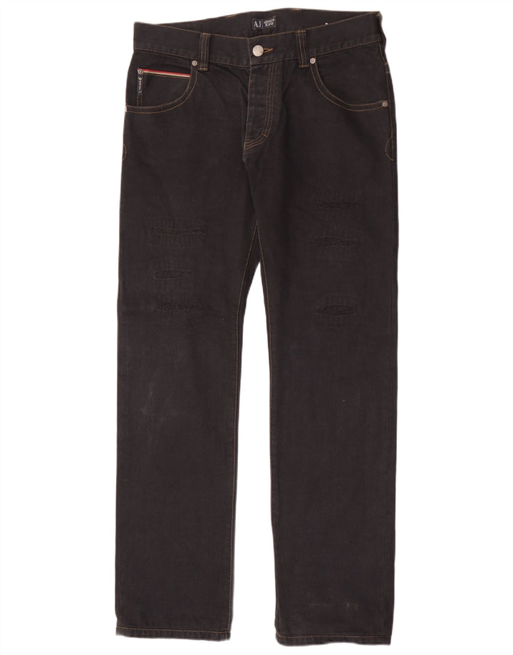 Ανδρικό τζιν Armani Distressed Straight W34 L34 Μαύρο βαμβακερό