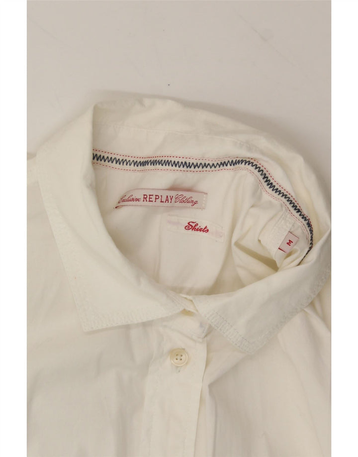 REPLAY Womens Shirt UK 12 Medium White Vintage Replay and Second-Hand Replay from Messina Hembry 