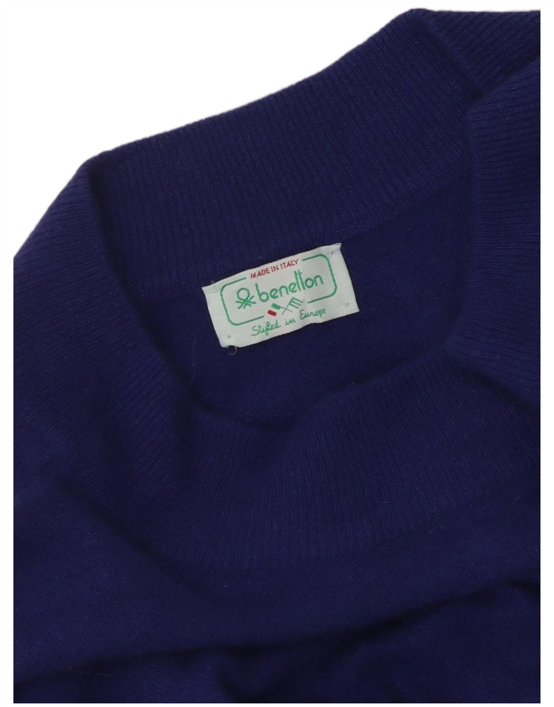 Γυναικείο πουλόβερ Benetton Crop Boat Neck Jumper UK 14 Medium Blue Geometric