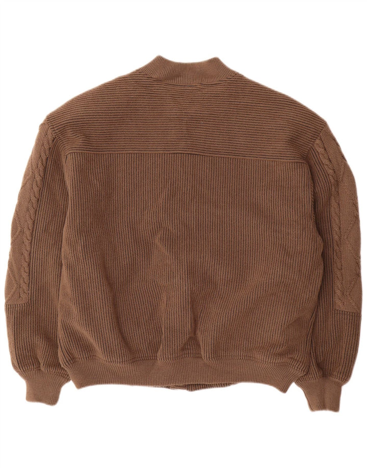 UMBERTO VALLATI Ανδρικό πλεκτό μπουφάν Bomber IT 52 XL καφέ γεωμετρικό