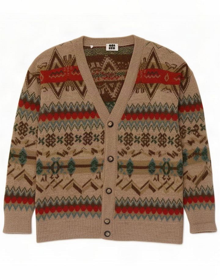 Ανδρικό πουλόβερ Quadro Cardigan Medium Beige Geometric