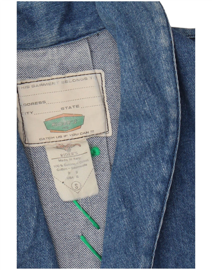 Vintage Γυναικείο Crop Τζιν Μπουφάν UK 10 Small Blue Cotton